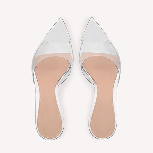 Women'S Transparent Strap Pointed Open Toe Stiletto Slide Sandals Fashion Slip On Sexy Clear High Heel Mule Sandals Summer Backless Party Prom Wedding Dress Slipper Shoes in Kuwait