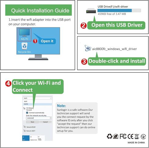محول USB WiFi للكمبيوتر الشخصي على سطح المكتب ، AX600 USB WiFi 6 محول مع نطاق مزدوج 5 جيجا هرتز/2.4 جيجا هرتز ، برنامج تشغيل Bulit-in لنظام التشغيل Windows 10/11 (AX600-MINI) in Kuwait