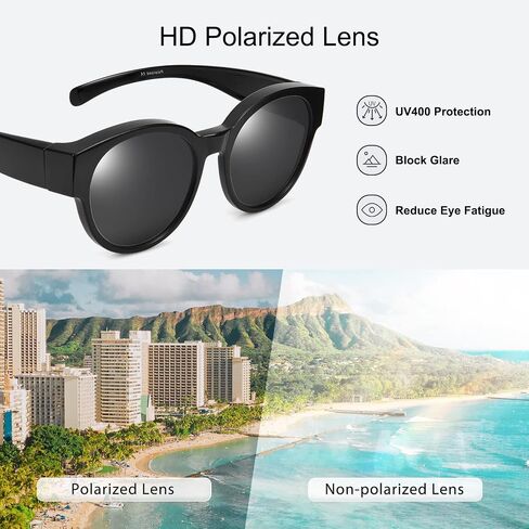 Br’Guras Polarized Oversized Fit over Sunglasses Over Glasses with Cat Eye Frame for Women&Men in Kuwait