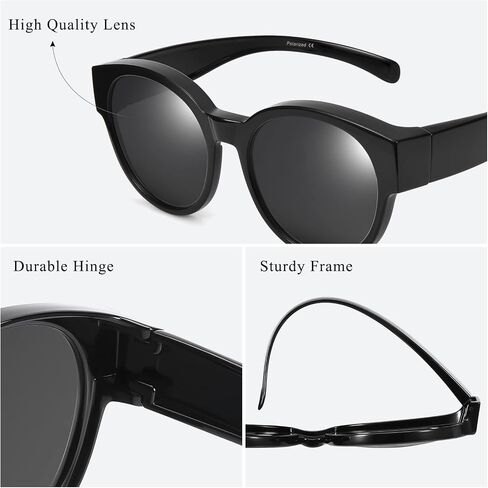 Br’Guras Polarized Oversized Fit over Sunglasses Over Glasses with Cat Eye Frame for Women&Men in Kuwait