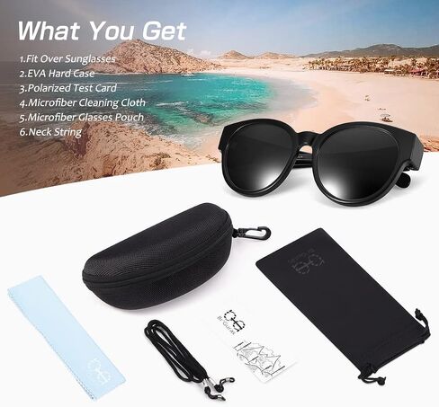 Br’Guras Polarized Oversized Fit over Sunglasses Over Glasses with Cat Eye Frame for Women&Men in Kuwait