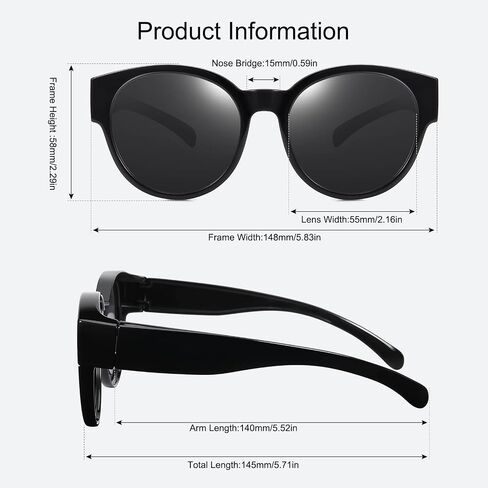 Br’Guras Polarized Oversized Fit over Sunglasses Over Glasses with Cat Eye Frame for Women&Men in Kuwait