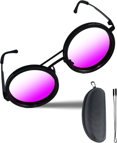 Adjustable Tint Sunglasses - Gradient Fashion Shades with Rotating Color Lens & Detachable Strap, Y2K Aesthetic in Saudi Arabia