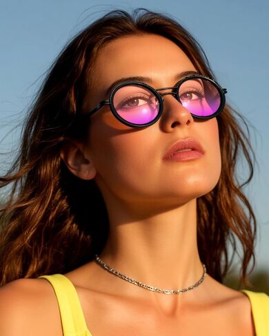Adjustable Tint Sunglasses - Gradient Fashion Shades with Rotating Color Lens & Detachable Strap, Y2K Aesthetic in Saudi Arabia
