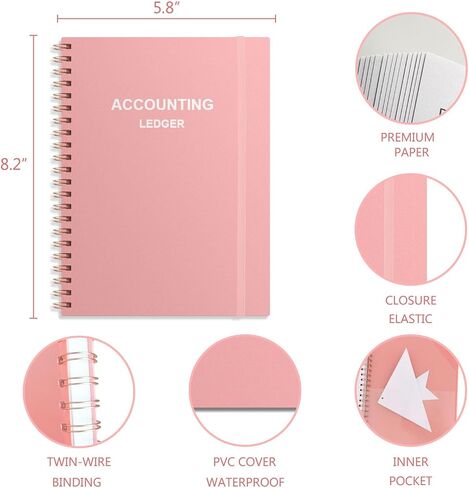 Accounting Ledger Book A5 - Bank Accounting Log for Small Business Bookkeeping & Personal Use - Account Tracker Notebook Track Accounts, Deposit, Expense & Balance, 5.8 X 8.25 Inch, Black in Kuwait