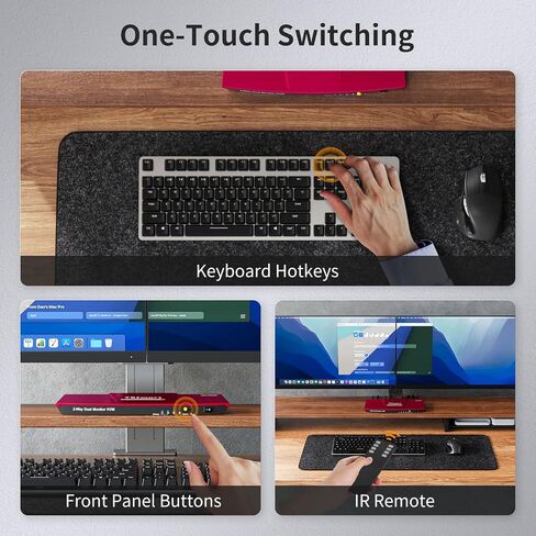 Tesmart 4K@60Hz HDMI KVM Switch 2 Switors 2 Computers USB 2.0 ، Dual Monitor KVM Switch HDMI 2 Display ، EDID ، L/R Audio ، Switch Key in Saudi Arabia