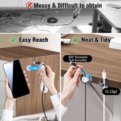 6 Rotatable Cord Holder Spring Cable Management Clips 5 Magnetic Cord Organizer Straps Keepers Cord Holder Cable Ties Adhesive Wire Holders Phone Charging Cord Organizer for Electronics Appliances in Saudi Arabia