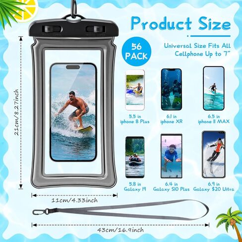 56 Pack Waterproof Phone Pouch Clear Cellphone Case Bulk Universal Phone Dry Bag with Lanyard Waterproof Underwater Case Holder for Water Games Protect Cruise Ship Essentials, up to 6.9 Inch in Kuwait