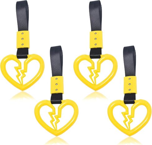 LIN KANG 4 Pieces Broken Heart Shaped Handle Straps Hang Ring Bumper Warning - Heart Hand Strap Drift Charm Rear Bumper Warning Ring Decor for Car Bus Subway Interior Exterior Decoration(Orange) in Kuwait