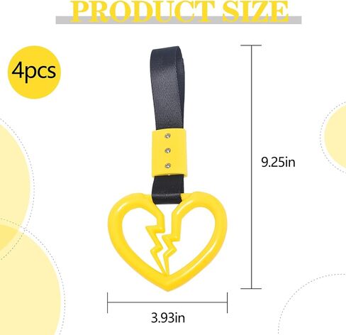LIN KANG 4 Pieces Broken Heart Shaped Handle Straps Hang Ring Bumper Warning - Heart Hand Strap Drift Charm Rear Bumper Warning Ring Decor for Car Bus Subway Interior Exterior Decoration(Orange) in Kuwait