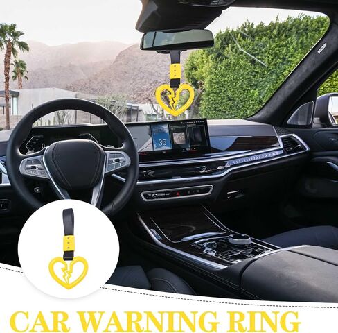LIN KANG 4 Pieces Broken Heart Shaped Handle Straps Hang Ring Bumper Warning - Heart Hand Strap Drift Charm Rear Bumper Warning Ring Decor for Car Bus Subway Interior Exterior Decoration(Orange) in Kuwait