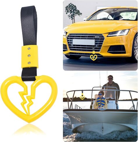 LIN KANG 4 Pieces Broken Heart Shaped Handle Straps Hang Ring Bumper Warning - Heart Hand Strap Drift Charm Rear Bumper Warning Ring Decor for Car Bus Subway Interior Exterior Decoration(Orange) in Kuwait