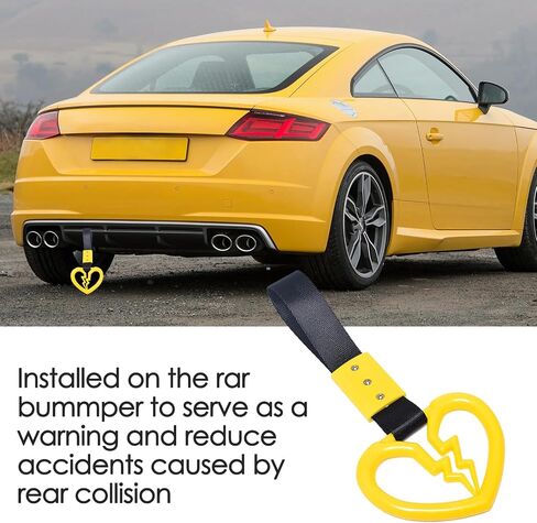 LIN KANG 4 Pieces Broken Heart Shaped Handle Straps Hang Ring Bumper Warning - Heart Hand Strap Drift Charm Rear Bumper Warning Ring Decor for Car Bus Subway Interior Exterior Decoration(Orange) in Kuwait