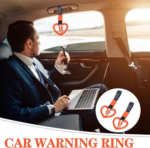 LIN KANG 4 Pieces Broken Heart Shaped Handle Straps Hang Ring Bumper Warning - Heart Hand Strap Drift Charm Rear Bumper Warning Ring Decor for Car Bus Subway Interior Exterior Decoration(Orange) in Kuwait