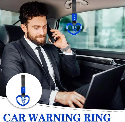 LIN KANG 4 Pieces Broken Heart Shaped Handle Straps Hang Ring Bumper Warning - Heart Hand Strap Drift Charm Rear Bumper Warning Ring Decor for Car Bus Subway Interior Exterior Decoration(Orange) in Kuwait