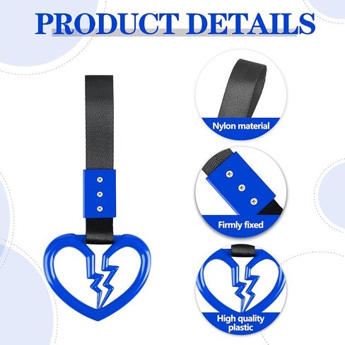 LIN KANG 4 Pieces Broken Heart Shaped Handle Straps Hang Ring Bumper Warning - Heart Hand Strap Drift Charm Rear Bumper Warning Ring Decor for Car Bus Subway Interior Exterior Decoration(Orange) in Kuwait