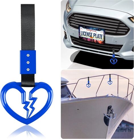 LIN KANG 4 Pieces Broken Heart Shaped Handle Straps Hang Ring Bumper Warning - Heart Hand Strap Drift Charm Rear Bumper Warning Ring Decor for Car Bus Subway Interior Exterior Decoration(Orange) in Kuwait