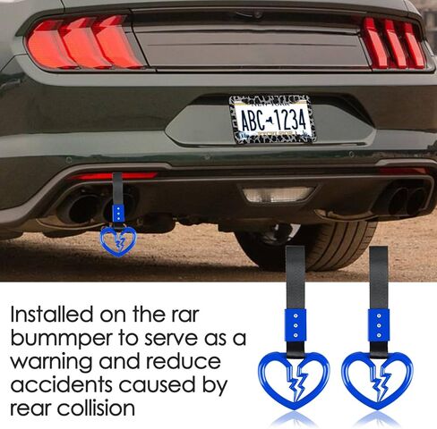 LIN KANG 4 Pieces Broken Heart Shaped Handle Straps Hang Ring Bumper Warning - Heart Hand Strap Drift Charm Rear Bumper Warning Ring Decor for Car Bus Subway Interior Exterior Decoration(Orange) in Kuwait