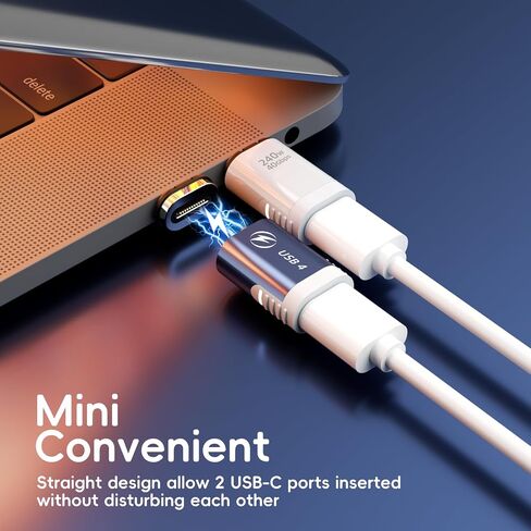 240W Straight Magnetic USB C Adapter with 4 Connector Tips, 24Pin Magnetic Type-C Extender, USB4 40Gbps 8K 60Hz Compatible with Thunderbolt 3/4 MacBook Pro/Air Laptop PC iPhone 15 (Pink, Blue) in Saudi Arabia