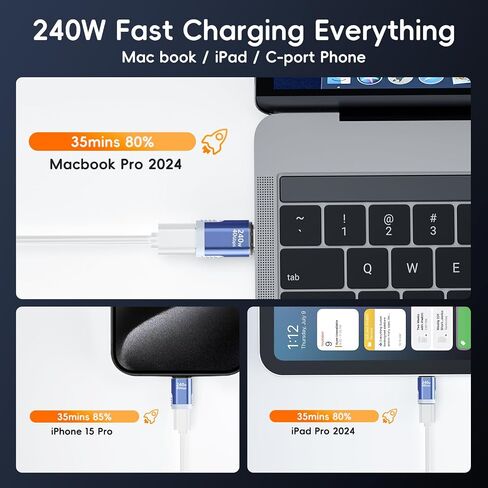 240W Straight Magnetic USB C Adapter with 4 Connector Tips, 24Pin Magnetic Type-C Extender, USB4 40Gbps 8K 60Hz Compatible with Thunderbolt 3/4 MacBook Pro/Air Laptop PC iPhone 15 (Pink, Blue) in Saudi Arabia