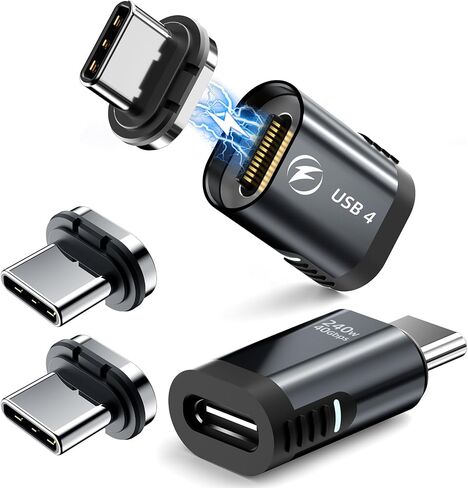240W Straight Magnetic USB C Adapter with 4 Connector Tips, 24Pin Magnetic Type-C Extender, USB4 40Gbps 8K 60Hz Compatible with Thunderbolt 3/4 MacBook Pro/Air Laptop PC iPhone 15 (Pink, Blue) in Saudi Arabia
