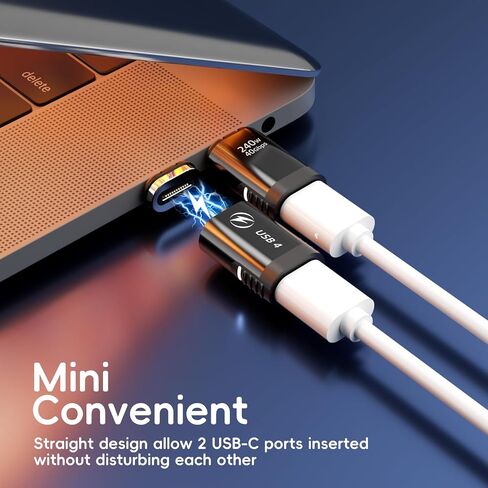 240W Straight Magnetic USB C Adapter with 4 Connector Tips, 24Pin Magnetic Type-C Extender, USB4 40Gbps 8K 60Hz Compatible with Thunderbolt 3/4 MacBook Pro/Air Laptop PC iPhone 15 (Pink, Blue) in Saudi Arabia