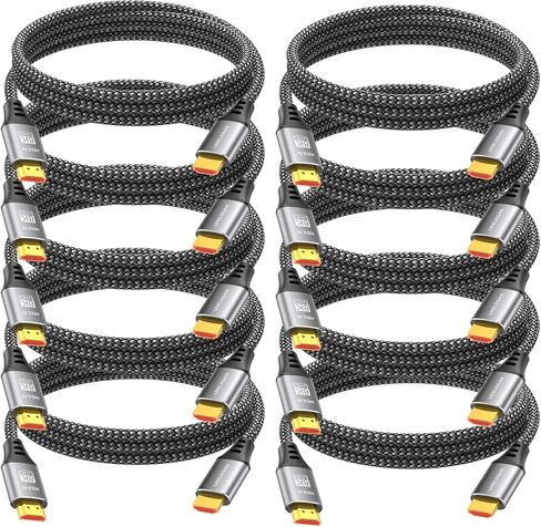 8K HDMI Cable 10FT 5-Pack, HDMI to HDMI Cord 4K@120Hz/144Hz, 8K@60Hz, HDMI 2.1 Support eARC, HDCP2.3/2.2, HDR10+ for KVM, PS5, Xbox, LG, Roku, Switch, Portable Monitor. in Kuwait