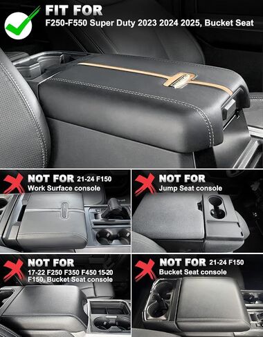 غطاء وحدة تحكم مركزية لعام 2023 2024 2025 F250 F350 F450 F550 Super Duty ، واقي Cusion فينيل جلود ، مقعد دلو فقط ، مضاد للقرص in Kuwait