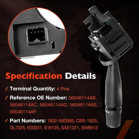 56046114AF TEURL Signal Wiper Dimmer Multi-Function Switch | متوافق مع 2009-2023 Dodge RAM 1500/2010-2023 RAM 2500 3500/2011-2020 RAM 4500 5500 | استبدال#56046114ae ، 56046114ac ، 56046114AD in Saudi Arabia