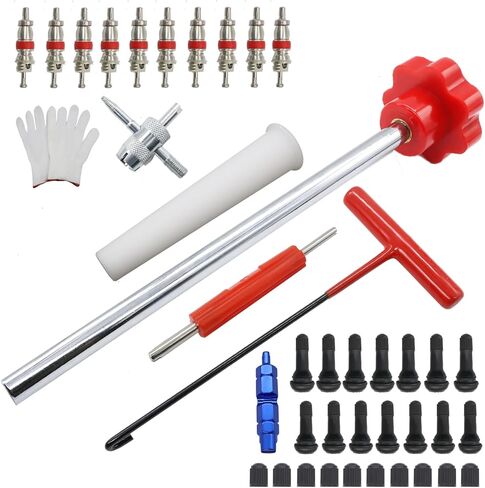 Quick Change Tire Valve Tool Kit, Tire Valve Stem Core Quickly Replacement Tool Kit for Replacing Leaky Valves in Cars, Trucks, ATVs, Motorcycles, etc with 7Pcs TR413 and TR414 Valve Stems in Kuwait
