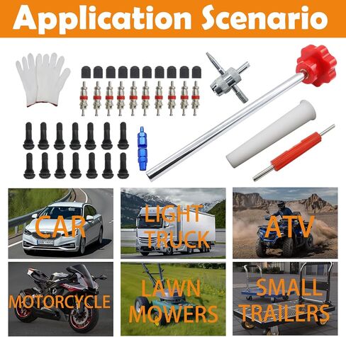 Quick Change Tire Valve Tool Kit, Tire Valve Stem Core Quickly Replacement Tool Kit for Replacing Leaky Valves in Cars, Trucks, ATVs, Motorcycles, etc with 7Pcs TR413 and TR414 Valve Stems in Kuwait