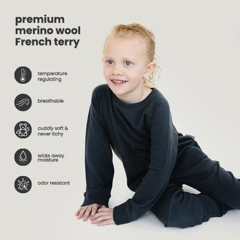 Woolino Soft Merino Wool Kids Sweatshirt - Crewneck Pullover Sweatshirt for Boys & Girls - التنفس والتنظيم. in Kuwait