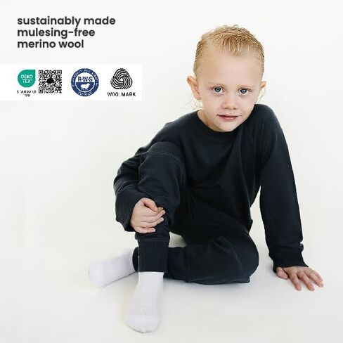 Woolino Soft Merino Wool Kids Sweatshirt - Crewneck Pullover Sweatshirt for Boys & Girls - التنفس والتنظيم. in Kuwait