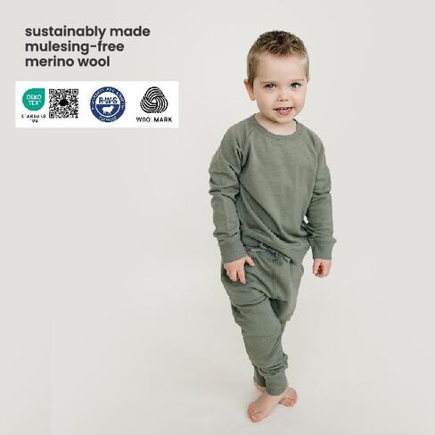 Woolino Soft Merino Wool Kids Sweatshirt - Crewneck Pullover Sweatshirt for Boys & Girls - التنفس والتنظيم. in Kuwait