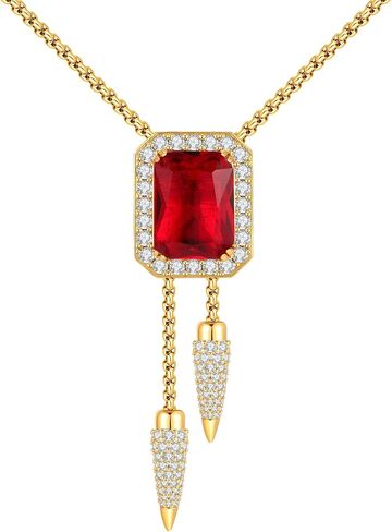 Adjustable Ruby Necklace For Women Gold Plated - Gemstone Cowgirl Bolo Tie for Hip Hop & Music Festival | Western Statement Jewelry in Kuwait