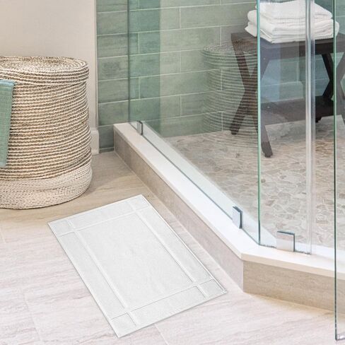 Ample Decor Cotton Bath Mats 24 X 17 Inches, 1350 GSM Oeko Tex Certified Solid Construction Thick & Plush, for Bathroom Floor, Shower – White in Saudi Arabia