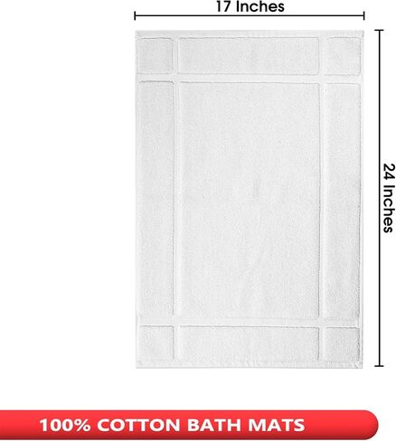 Ample Decor Cotton Bath Mats 24 X 17 Inches, 1350 GSM Oeko Tex Certified Solid Construction Thick & Plush, for Bathroom Floor, Shower – White in Saudi Arabia