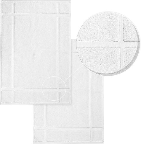 Ample Decor Cotton Bath Mats 24 X 17 Inches, 1350 GSM Oeko Tex Certified Solid Construction Thick & Plush, for Bathroom Floor, Shower – White in Saudi Arabia