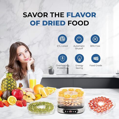 Rosewill Compact Food Dehydrator, 5 Stackable Trays with Adjustable 48H Timer and Temperature Control - Electric Food Preserver for Jerky, Fruits, Veggies, Meat & Dog Treats in Saudi Arabia