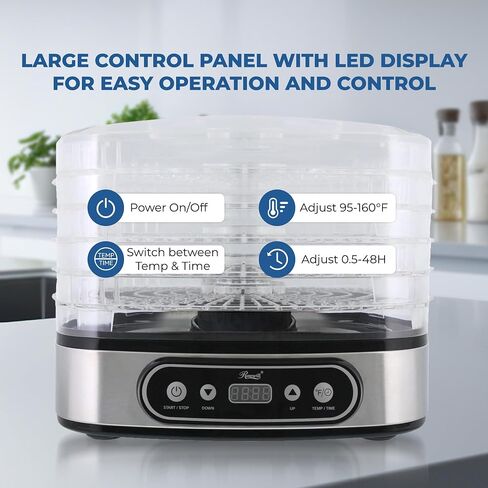 Rosewill Compact Food Dehydrator, 5 Stackable Trays with Adjustable 48H Timer and Temperature Control - Electric Food Preserver for Jerky, Fruits, Veggies, Meat & Dog Treats in Saudi Arabia