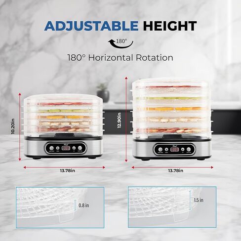 Rosewill Compact Food Dehydrator, 5 Stackable Trays with Adjustable 48H Timer and Temperature Control - Electric Food Preserver for Jerky, Fruits, Veggies, Meat & Dog Treats in Saudi Arabia