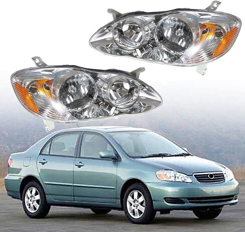 استبدال مجموعة المصابيح الأمامية لـ Toyota Corolla 2003 2004 2005 2006 2007 2008 زوج المصابيح الأمامية اليسار اليسار والانتعاش (to2503160 to2502160) in Saudi Arabia