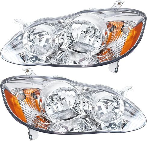 استبدال مجموعة المصابيح الأمامية لـ Toyota Corolla 2003 2004 2005 2006 2007 2008 زوج المصابيح الأمامية اليسار اليسار والانتعاش (to2503160 to2502160) in Saudi Arabia