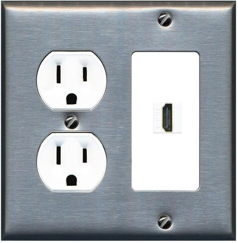 RiteAV Custom HDMI Wall Plate 1 Port - Round Outlet [White/White] in Saudi Arabia