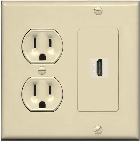 RiteAV Custom HDMI Wall Plate 1 Port - Round Outlet [White/White] in Saudi Arabia