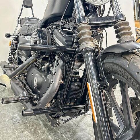 Mofun Front Highway Engine Guard Bar Flat-Out Tarner مع Harley Sportster 883 1200 Model مع Model أو Mid Control 2004-2020 2021 2022 ، Gloss Black in Saudi Arabia