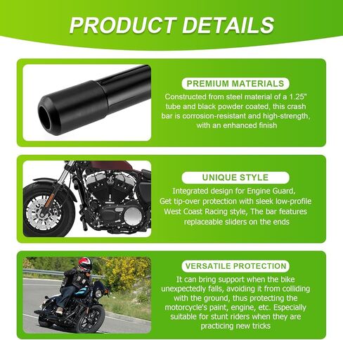 Mofun Front Highway Engine Guard Bar Flat-Out Tarner مع Harley Sportster 883 1200 Model مع Model أو Mid Control 2004-2020 2021 2022 ، Gloss Black in Saudi Arabia