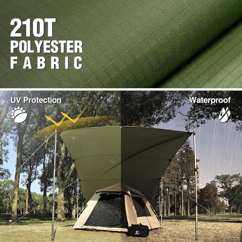 REDCAMP 10x17ft Waterproof Camping Tarp, Lightweight Hammock Rain Fly with UV50+ Sun Protection, 8 Guy Lines & Stakes, Backpacking Tent Shelter for Camping, Hiking, Beach (Green) in Saudi Arabia