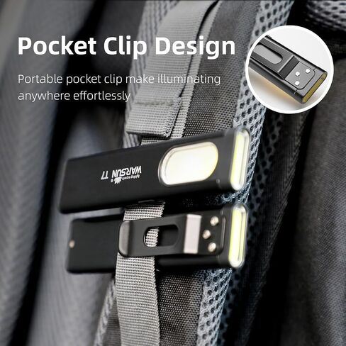 WARSUN T7, Flat Every Day Carry, Thin Led Magnetic Flashlight, USB-C Rechargeable, COB Side Light, Multiple Modes in Saudi Arabia
