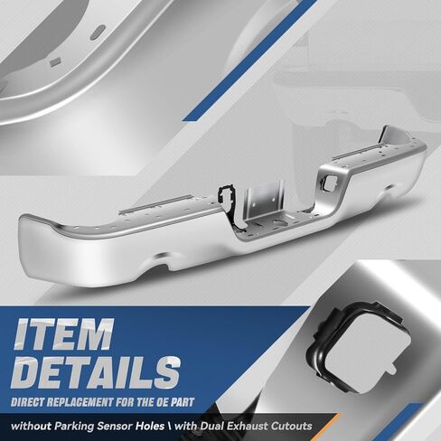 Auto Dynasty Rear Bumper Step Bar Compatible with 2009-2010 Dodge Ram 1500-3500, 2011-2018 Ram 1500-3500, 2019-2024 Ram 1500 Classic, w/Dual Exhaust and Park Assist Cutouts, CH1102373, Black in Saudi Arabia